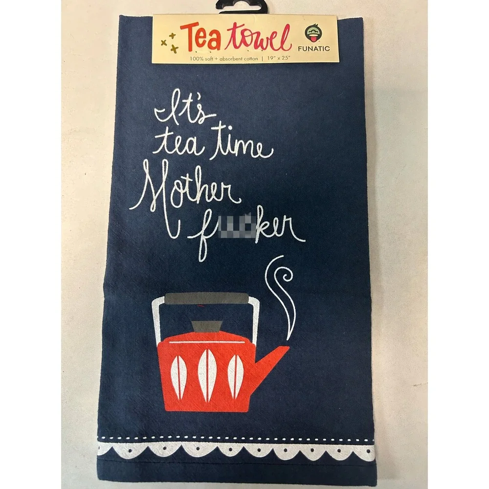 It's Tea Time Adult Humor Towel & Cannabis Leaf Silicone Ice Tray Gift Set